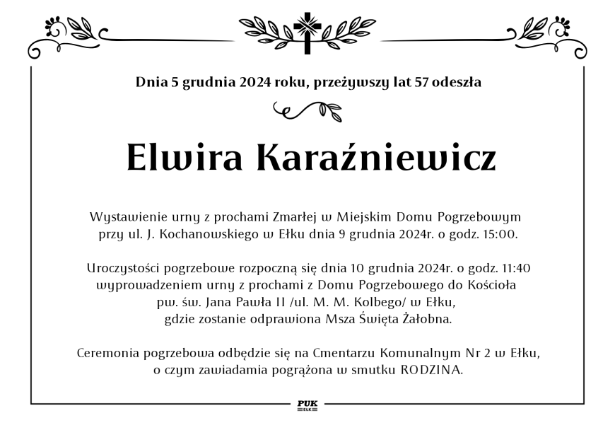 Elwira Karaźniewicz - nekrolog